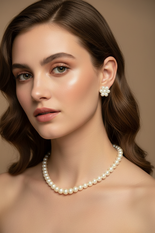 Classic Pearl Necklace and Earring Set