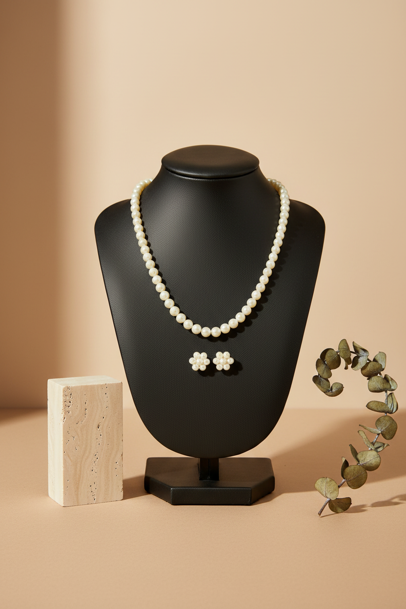 Classic Pearl Necklace and Earring Set DB00402