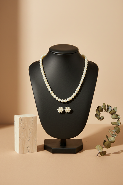 Classic Pearl Necklace and Earring Set DB00402
