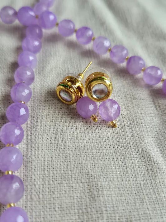 Delicate Lavender Bead Necklace & Earring Set