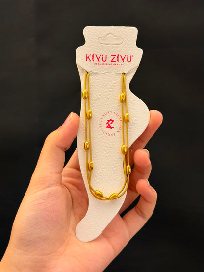 Gold Plated Double Chain  Anklet DB00086