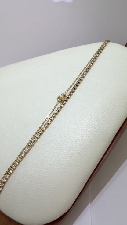 Layered Tennis & Chain Floral Bracelet