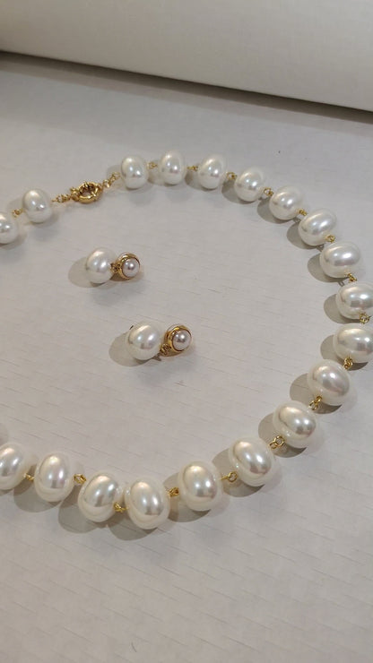 White Premium Heavy Pearl Necklace with Earrings