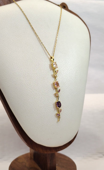 White pink purple Whimsical Tulip Necklace + 2 Surprise gifts