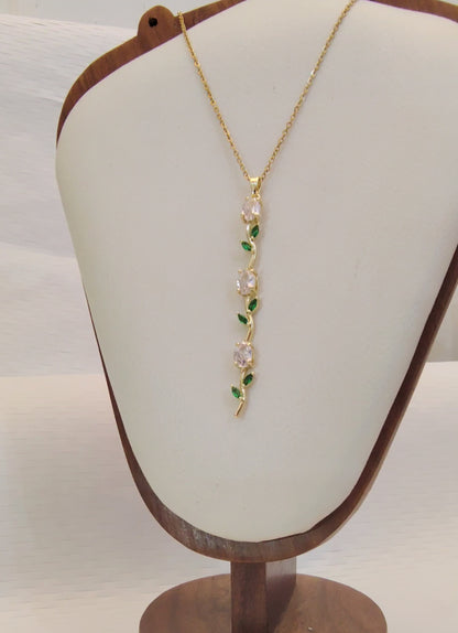 White Green Whimsical Tulip Necklace + 2 Surprise gifts