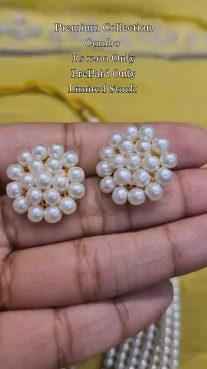 1+1 Pearl Necklace Combo: White & Japanese Green