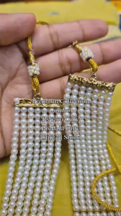 1+1 Pearl Necklace Combo: White & Japanese Green