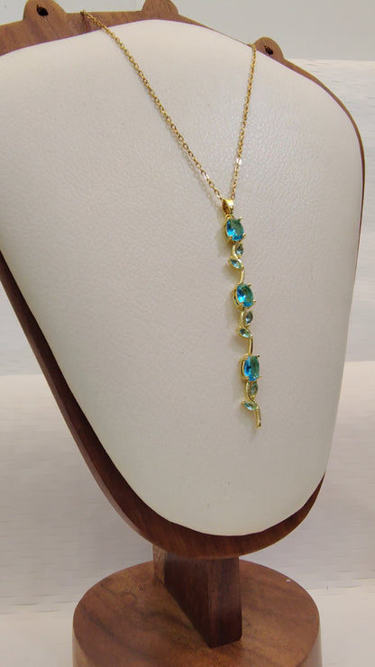 Ocean Blue Whimsical Tulip Necklace + 2 Surprise gifts