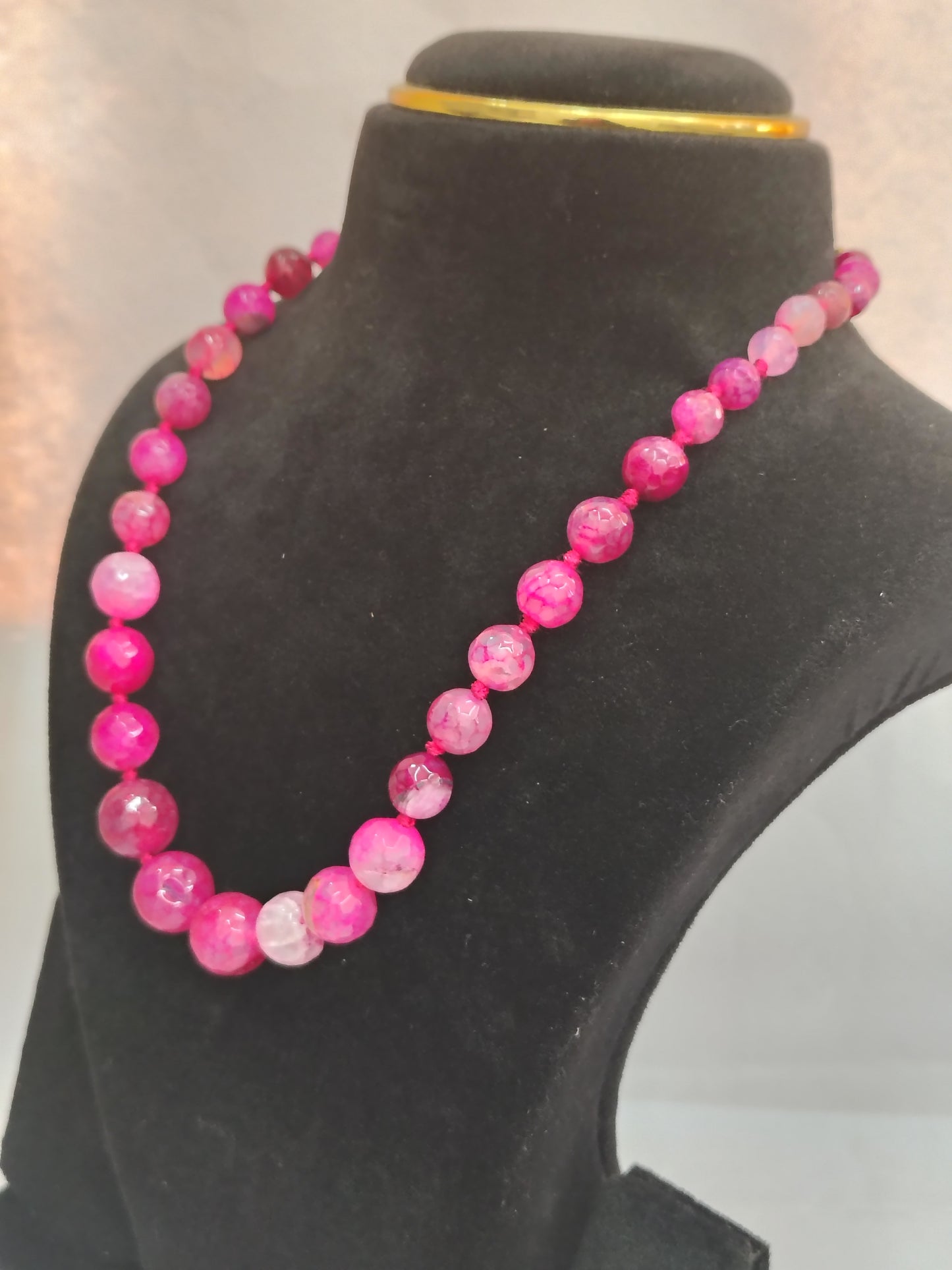 Earthtone Pink Dragon Vein Agate Beaded Necklace