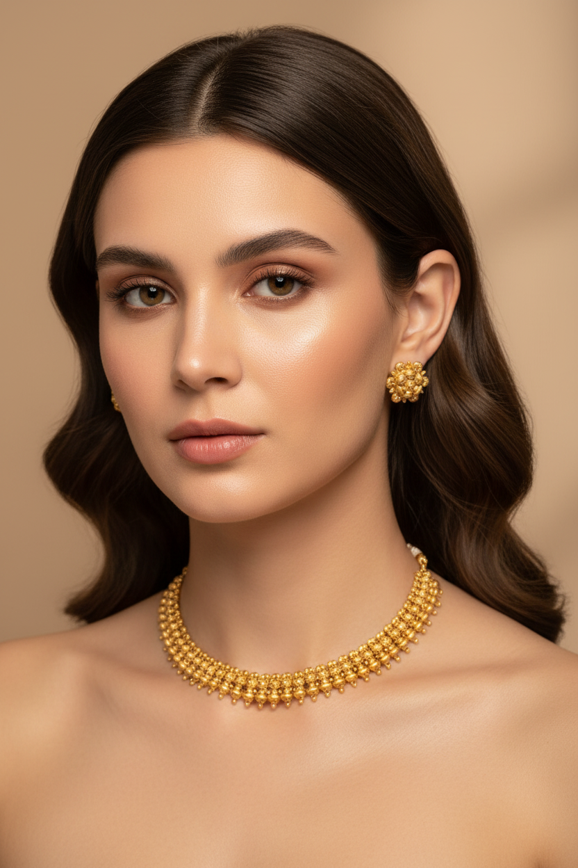 Matt Gold Look Necklace With Premium Quality Finish DB00398