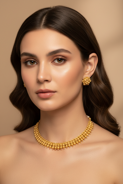 Matt Gold Look Necklace With Premium Quality Finish DB00398