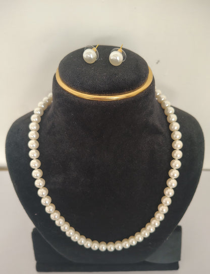 White Pearl With Matching Earrings