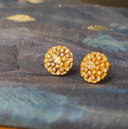 Gold Plated Round Stud Earrings DB00073