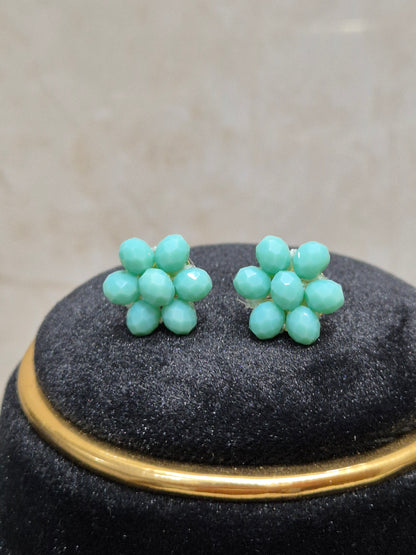 Charming Aqua Blue Diamond Cut Bead Necklace & Earring Set