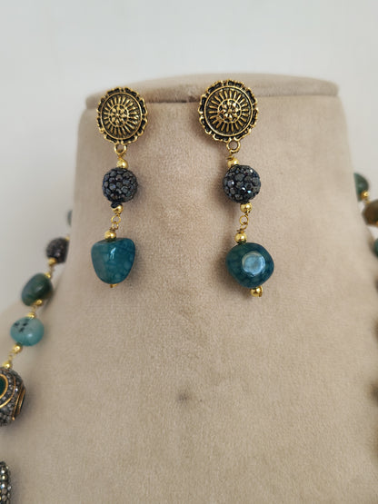 Antique Emerald & Oxidized Silver Bead Statement Set