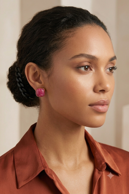 Ruby Flush Square Studs