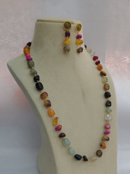 Multi colour Stone Look Necklace & Earring Set