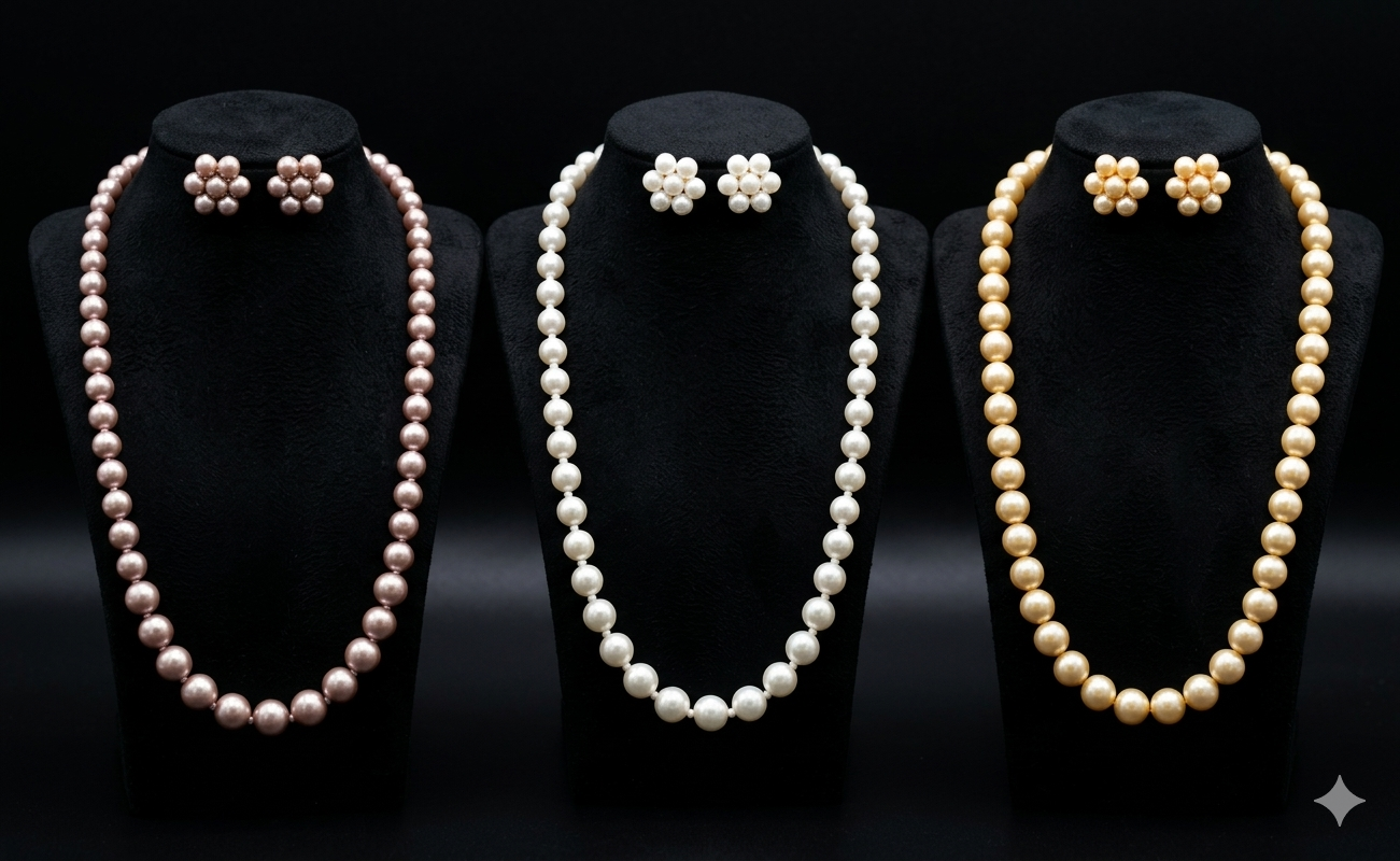 3 Piece Pearl Necklace Combo Set
