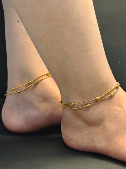 Gold Plated Double Chain  Anklets