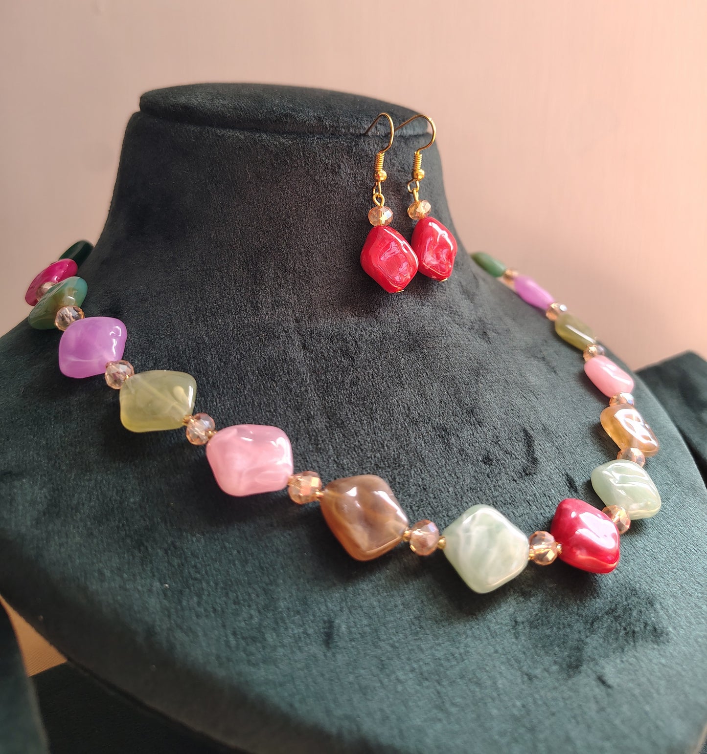 Pearl Multi colour with Earings