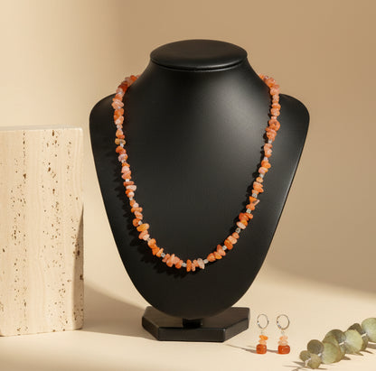 Orange Stone & Necklace With Earrings