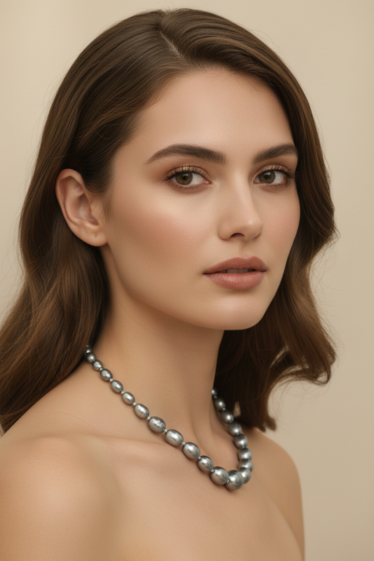 Elegant Mint Blue Pearl Necklace