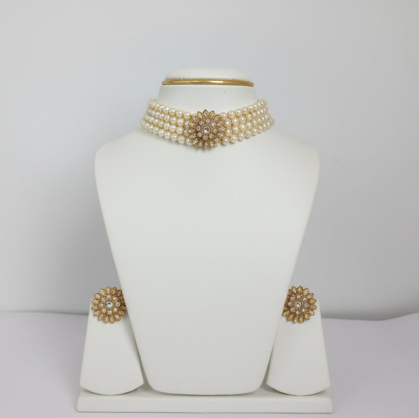 Multiple Strand Pearl Choker Golden Yellow DB00384