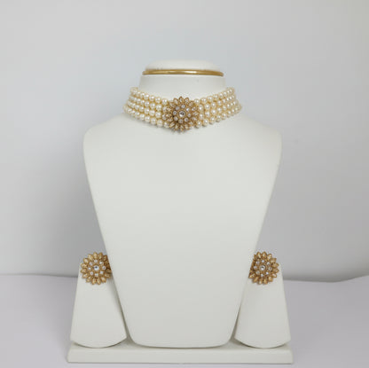 Multiple Strand Pearl Choker Golden Yellow DB00384