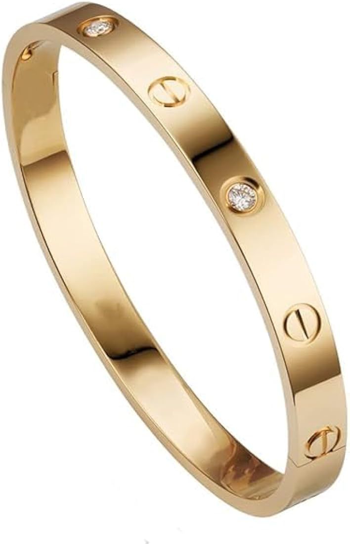 Stainless Steel Cubic Zirconia Zircon Gold Plated Bracelet DB00064