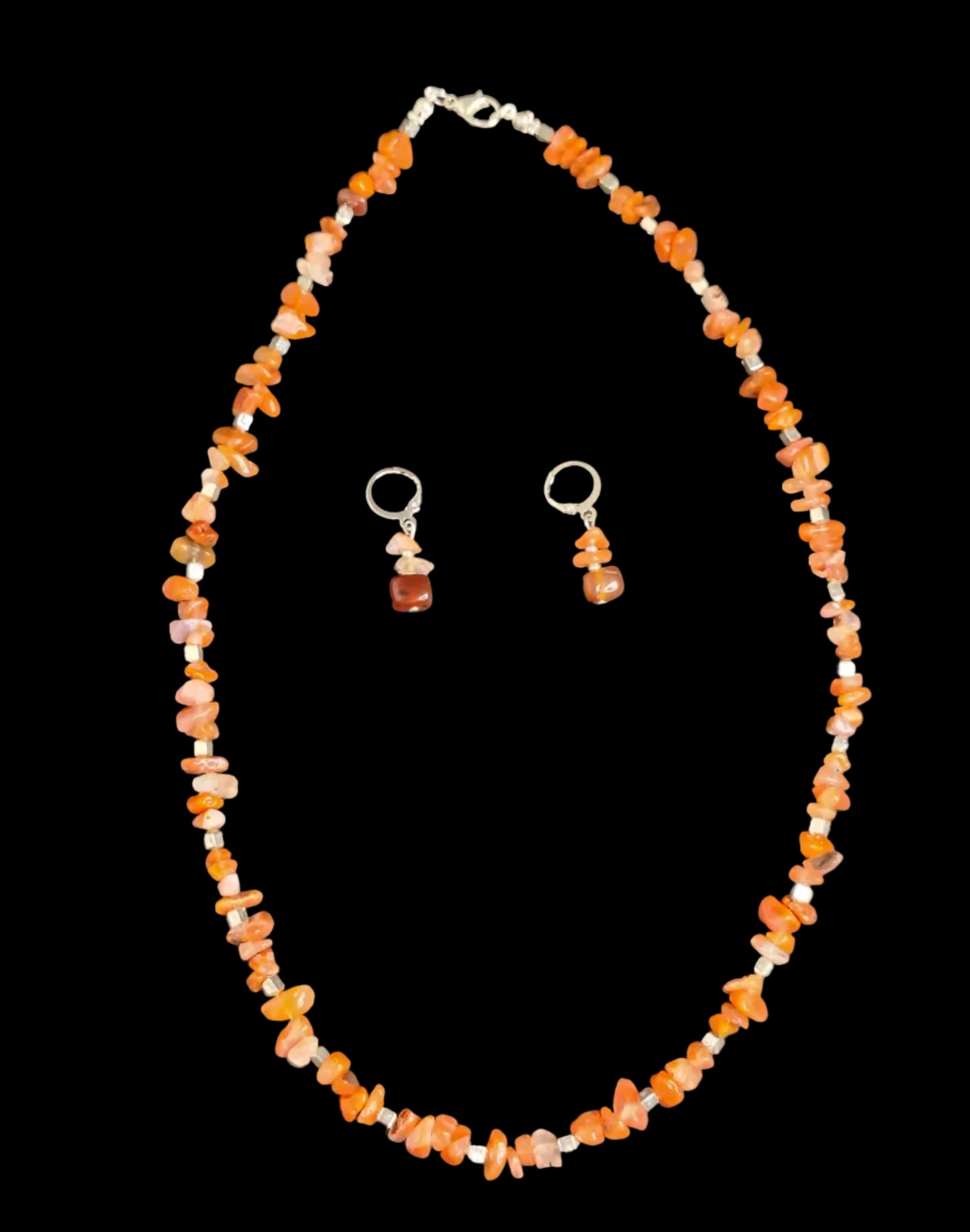Orange Stone & Necklace With Earrings