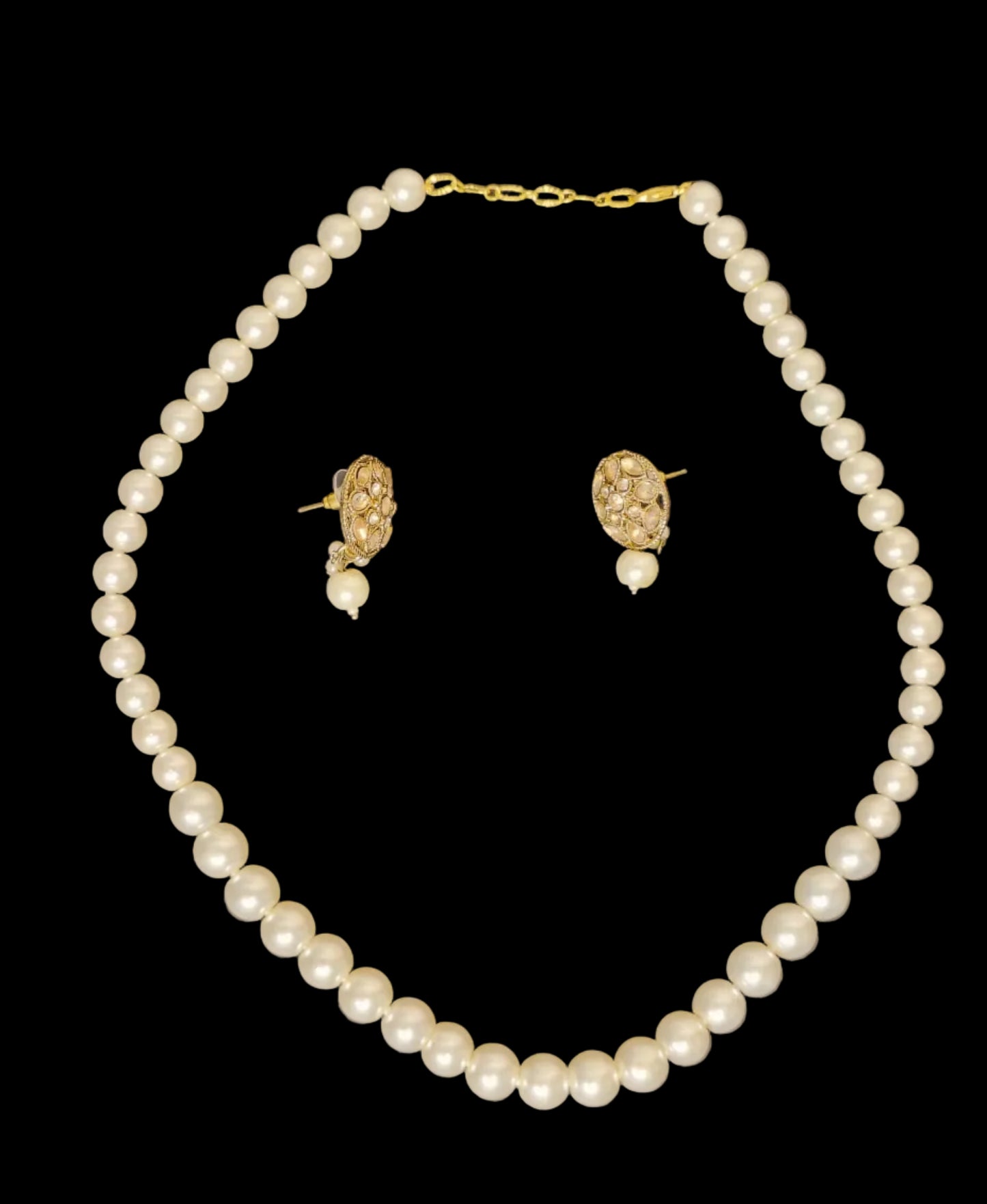 White Pearl Necklace With Earrings