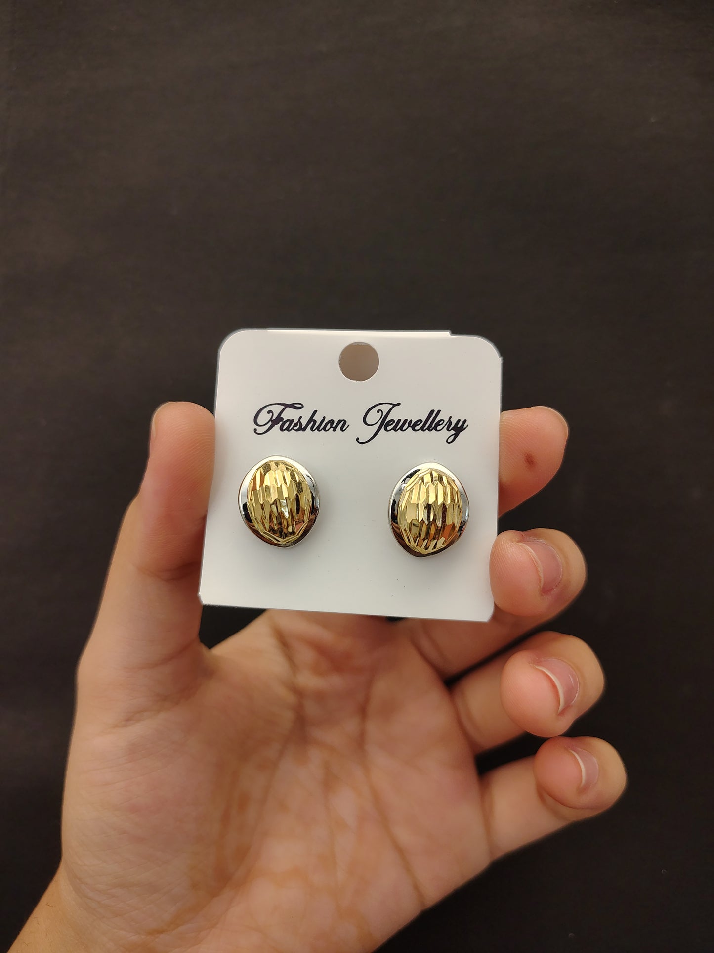 Golden Ribbed Dome Earrings