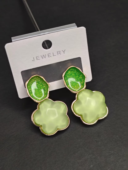 Green Flower Earrings