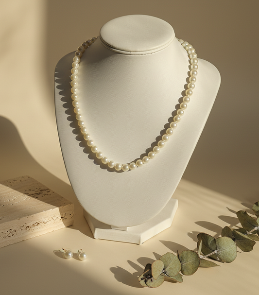 White Pearl With Matching Earrings