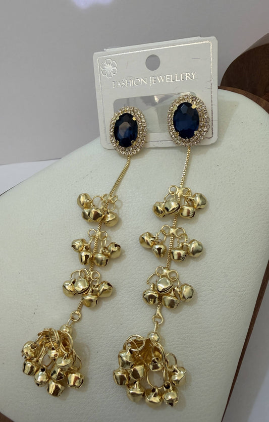 Midnight Blue stoned kashmiri Earrings
