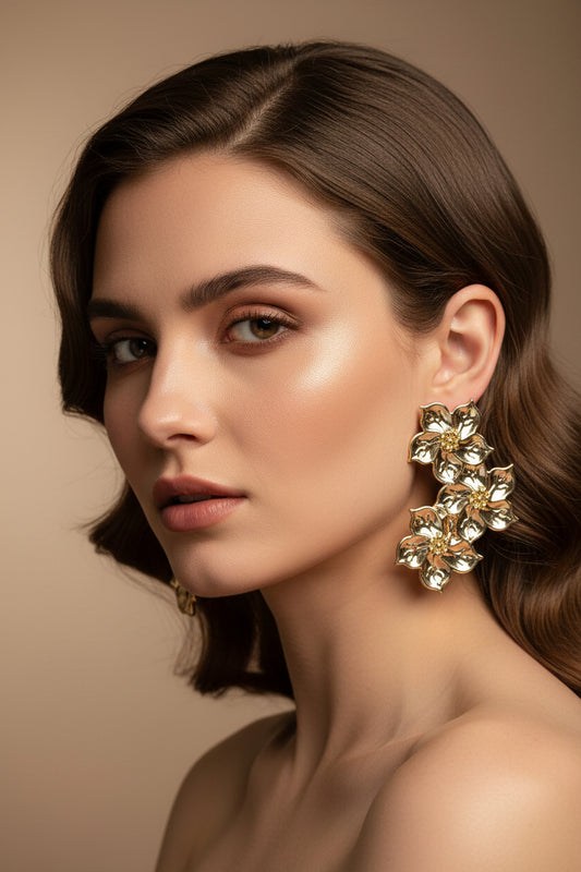 Golden Long Length Earrings