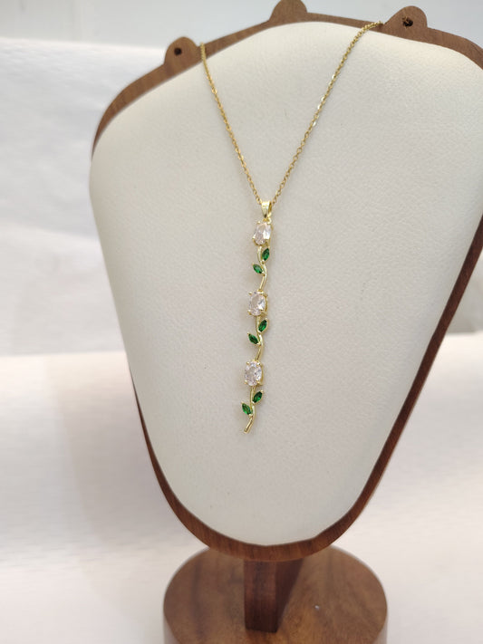White Green Whimsical Tulip Necklace + 2 Surprise gifts