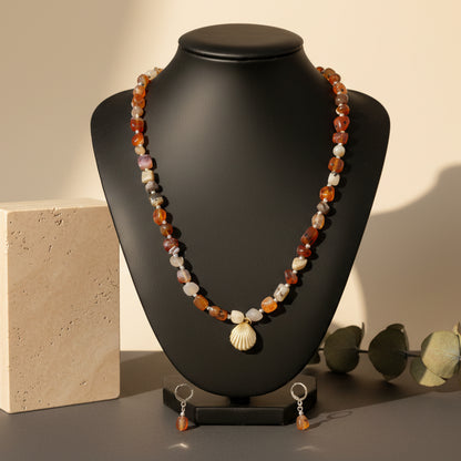 Multi colour Stone & Necklace With Matching Earrings