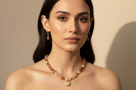 Multi colour Stone & Necklace With Matching Earrings