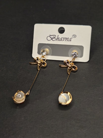Golden Long Length Earrings