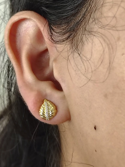 Golden Fern Studs