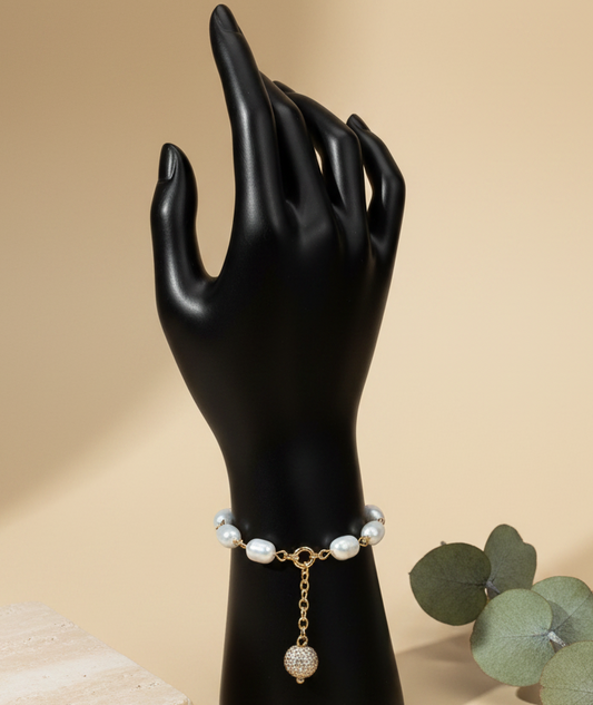 White Pearl Drop Bracelet