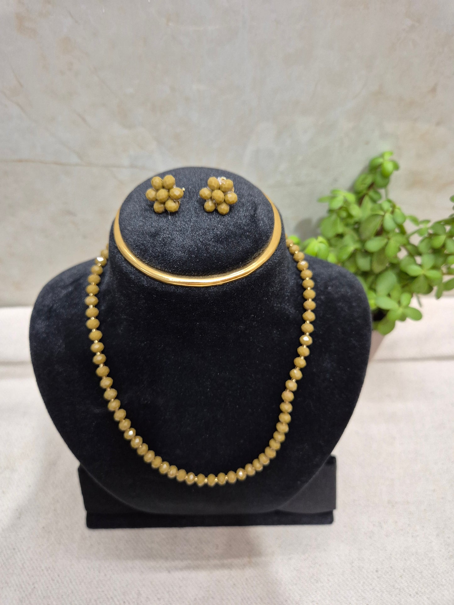 Mehndi Colour Beads Necklace Set Diamond Cut
