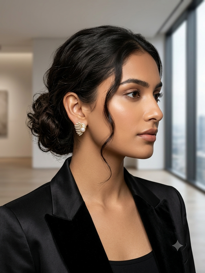 Pavé Seashell & Pearl Studs