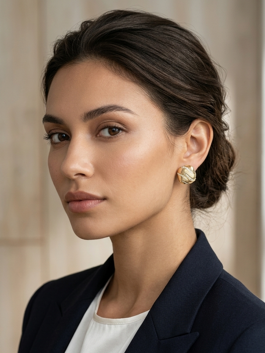 Celestial Wave Button Earrings