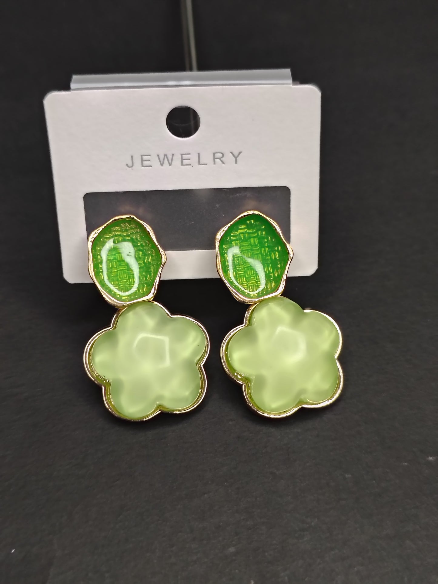 Green Flower Earrings