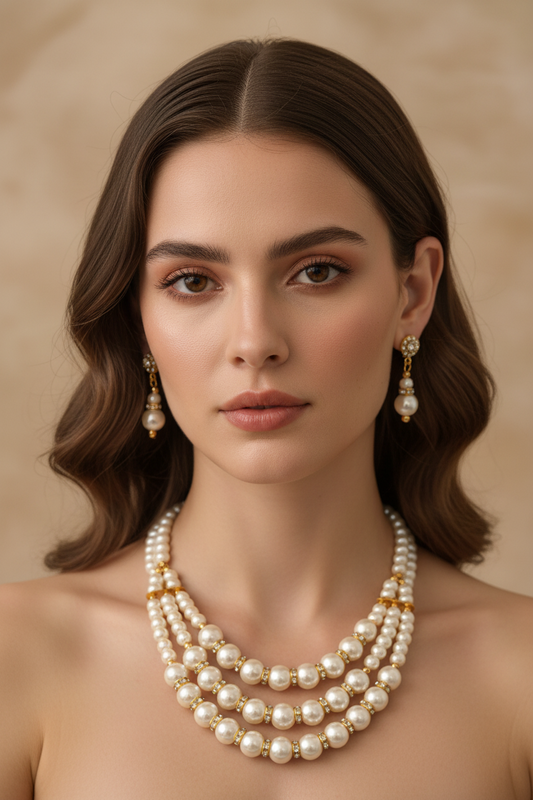 Multi Strand White Pearl Necklace