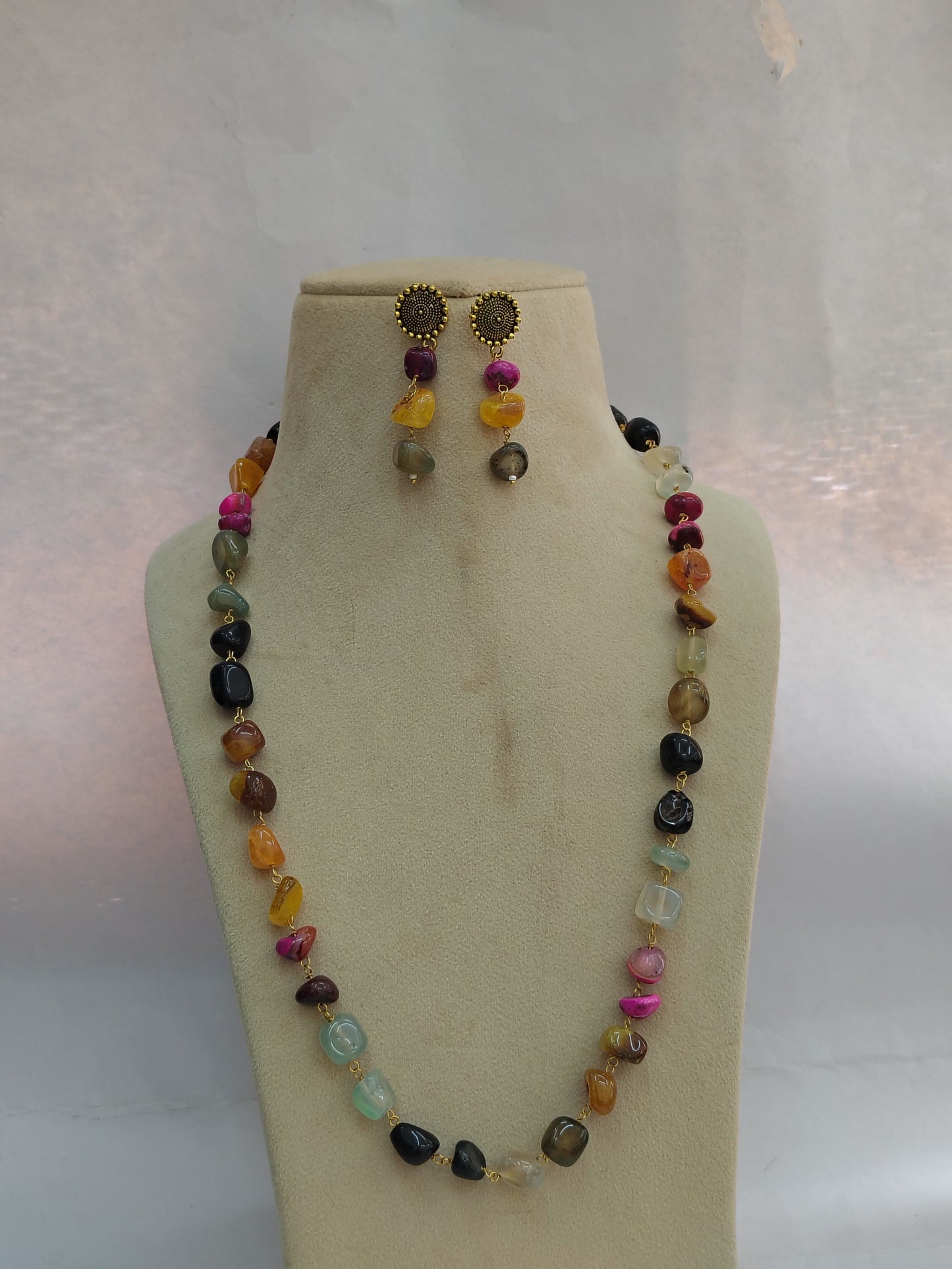 Multi colour Stone Look Necklace & Earring Set