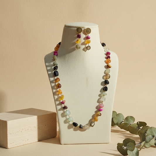 Multi colour Stone Look Necklace & Earring Set