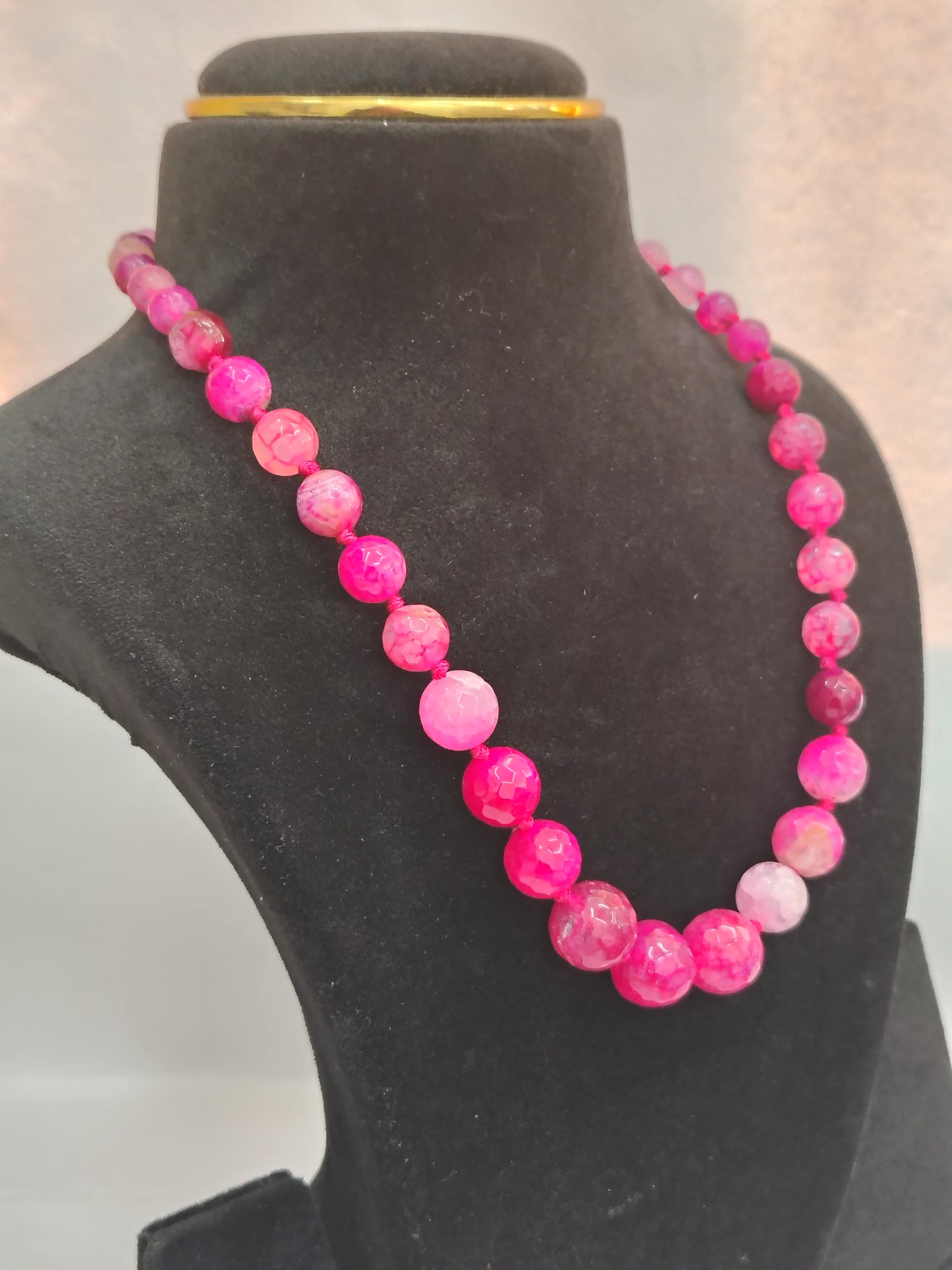 Earthtone Pink Dragon Vein Agate Beaded Necklace